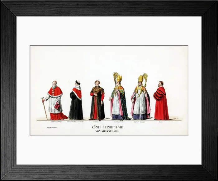 Framed Print : Theatre costume designs for Shakespeares play, Henry VIII, 19th century Framed Print : Theatre costume designs for Shakespeares play, Henry VIII, 19th century