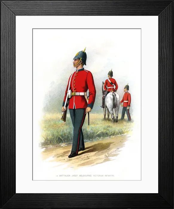 Framed Print : 1st Battalion (West Melbourne) Victoria Infantry, c1890. Artist: H Bunnett Framed Print : 1st Battalion (West Melbourne) Victoria Infantry, c1890. Artist: H Bunnett