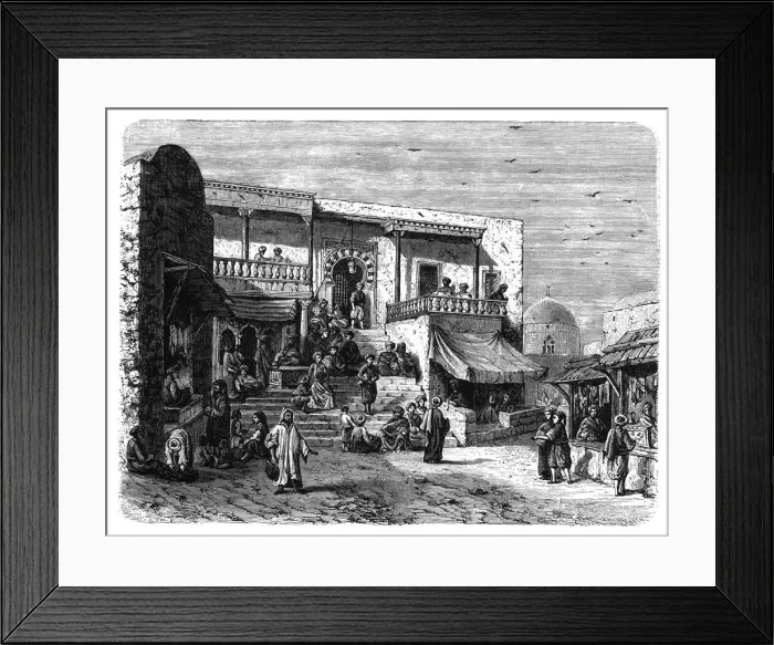 Framed Print : Moorish coffee house at Sidi Bou Said, Tunis, c1890 Framed Print : Moorish coffee house at Sidi Bou Said, Tunis, c1890