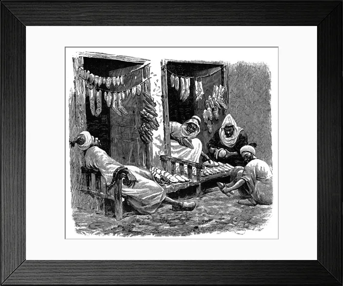 Framed Print : Shoe shop in Fez, Morocco, c1890 Framed Print : Shoe shop in Fez, Morocco, c1890