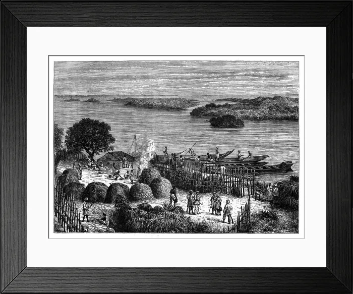 Framed Print : An encampment on the River Congo, Africa, c1890 Framed Print : An encampment on the River Congo, Africa, c1890