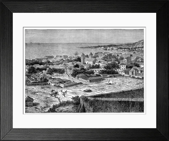 Framed Print : View of the roadstead and town of San Paolo de Loanda, Angola, West Africa, c1890 Framed Print : View of the roadstead and town of San Paolo de Loanda, Angola, West Africa, c1890