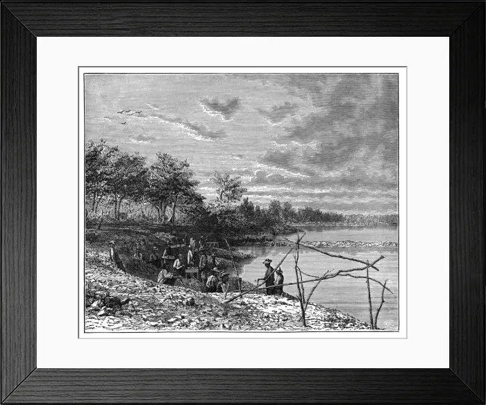 Framed Print : Washing sand for diamonds on the banks of the Vaal River, South Africa, c1890 Framed Print : Washing sand for diamonds on the banks of the Vaal River, South Africa, c1890