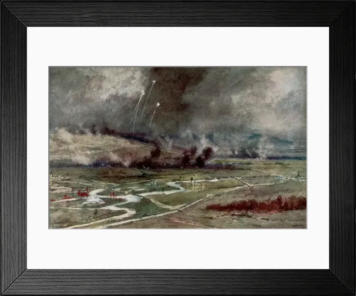 Framed Print : The attack on the German positions north of the Aisne, 16th April 1917, (1926). Artist: Francois Flameng Framed Print : The attack on the German positions north of the Aisne, 16th April 1917, (1926). Artist: Francois Flameng