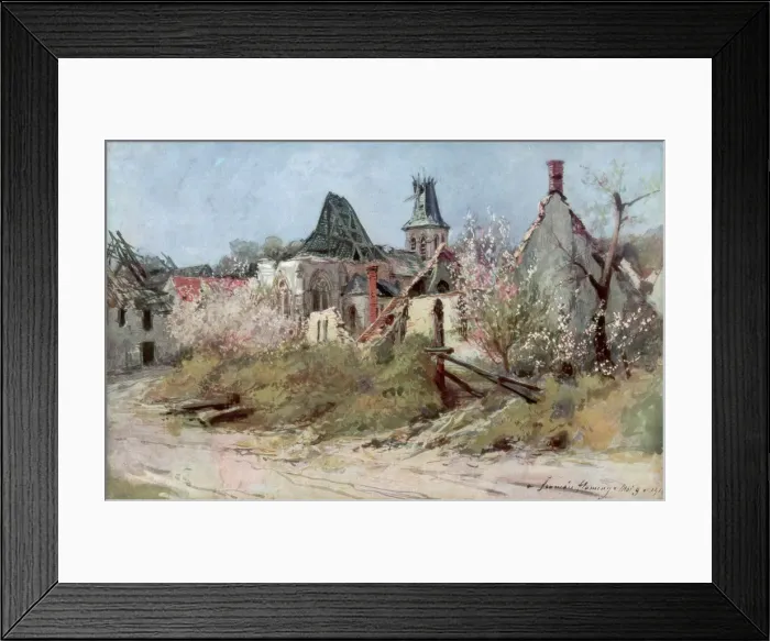 Framed Print : In the village of Craonnelle, 9th May 1917, 1917, (1926). Artist: Francois Flameng Framed Print : In the village of Craonnelle, 9th May 1917, 1917, (1926). Artist: Francois Flameng