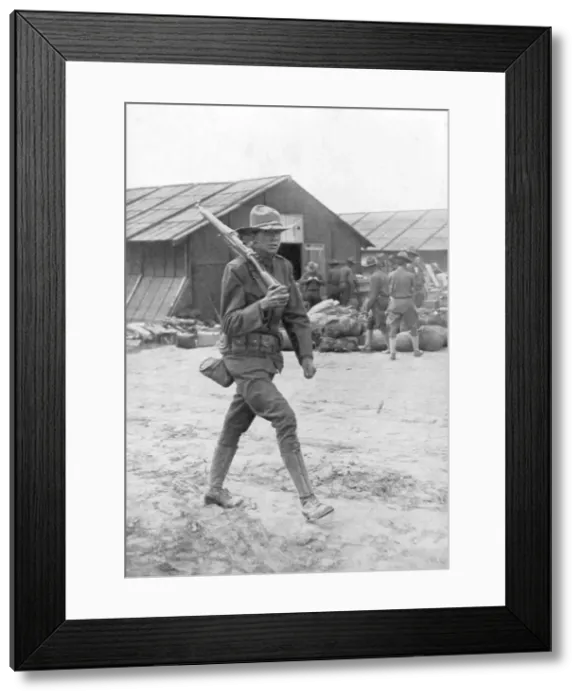 Framed Print : An American soldier on sentry duty, Saint Nazaire, France, c1917 Framed Print : An American soldier on sentry duty, Saint Nazaire, France, c1917