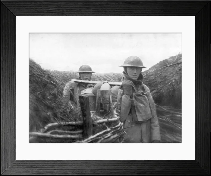 Framed Print : American troops at the front delivering soup to their comrades, 1917-1918 Framed Print : American troops at the front delivering soup to their comrades, 1917-1918
