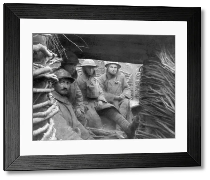 Framed Print : American and French troops in a trench at the front, 1917-1918 Framed Print : American and French troops in a trench at the front, 1917-1918