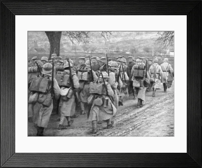 Framed Print : Relief French infantry passing a line of prisoners, Plessis-de-Roye, Picardy, France, 30 March 1918 Framed Print : Relief French infantry passing a line of prisoners, Plessis-de-Roye, Picardy, France, 30 March 1918