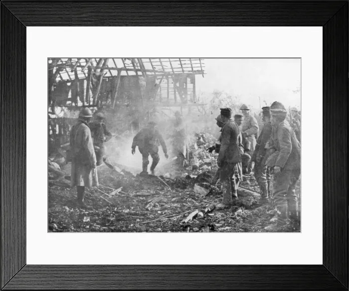 Framed Print : French troops using flamethrowers to flush out Germans from their shelters, Cantigny, France, 1918 Framed Print : French troops using flamethrowers to flush out Germans from their shelters, Cantigny, France, 1918