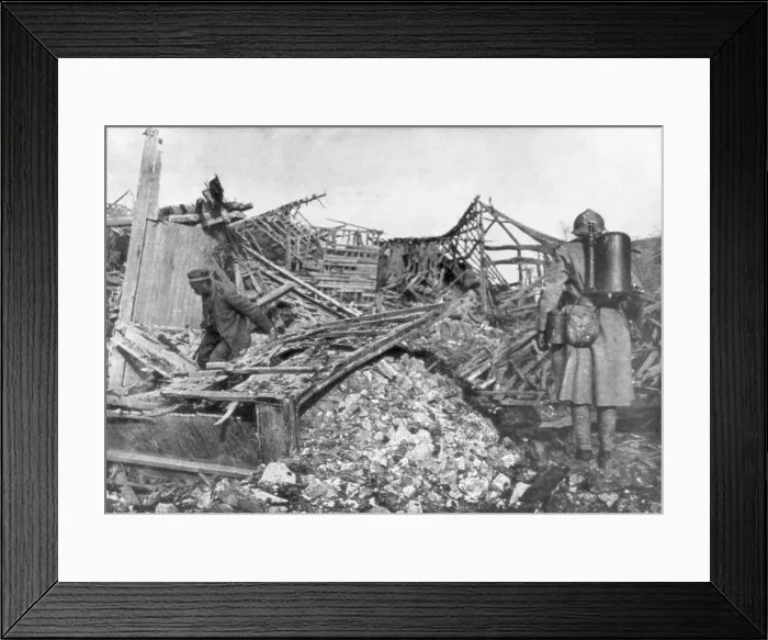 Framed Print : French troops using flamethrowers to flush out Germans from their shelters, Cantigny, France, 1918 Framed Print : French troops using flamethrowers to flush out Germans from their shelters, Cantigny, France, 1918