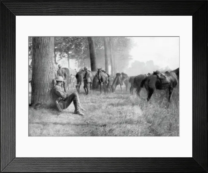 Framed Print : American cavalry unit at rest, Chemin des Dames, France, 1918 Framed Print : American cavalry unit at rest, Chemin des Dames, France, 1918