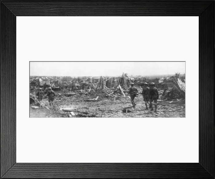 Framed Print : British soldiers exploring the ruins of Albert, Somme, France, 22 August 1918 Framed Print : British soldiers exploring the ruins of Albert, Somme, France, 22 August 1918