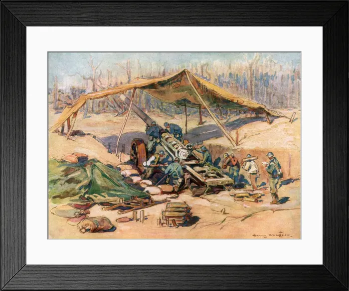 Framed Print : French artillery position, France, 1918, (1926). Artist: Henry Cheffer Framed Print : French artillery position, France, 1918, (1926). Artist: Henry Cheffer