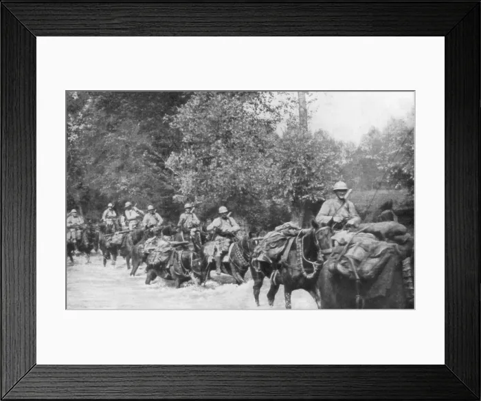 Framed Print : The re-supply of a machine gun unit by horseback, Aisne, France, 2 September 1918 Framed Print : The re-supply of a machine gun unit by horseback, Aisne, France, 2 September 1918