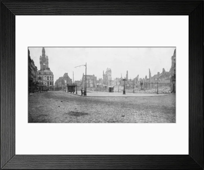 Framed Print : The ruins and bell tower of Douai, France, 1918 Framed Print : The ruins and bell tower of Douai, France, 1918