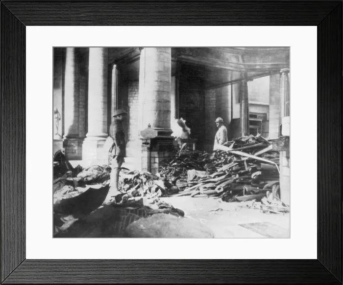 Framed Print : Damage to the interior of Douai church, France, 1918 Framed Print : Damage to the interior of Douai church, France, 1918