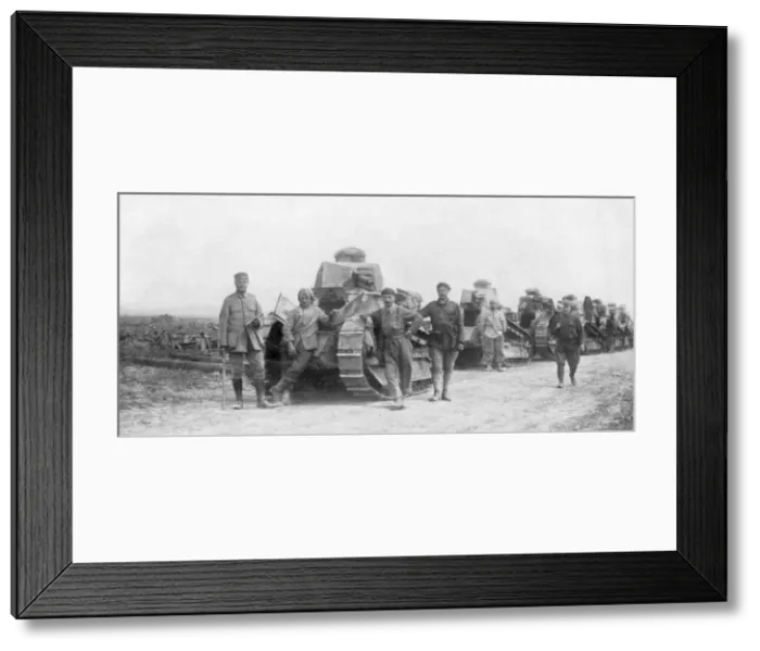 Framed Print : A group of light tanks, Soissons, France, 1918 Framed Print : A group of light tanks, Soissons, France, 1918