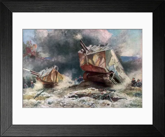 Framed Print : French Tank Assault, July 1918, (1926). Artist: Francois Flameng Framed Print : French Tank Assault, July 1918, (1926). Artist: Francois Flameng