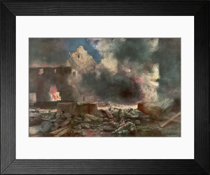 Framed Print : The Lessard farm, between Marizy and Neuilly Saint Front, France, 18 July 1918, (1926). Artist: Francois Flameng