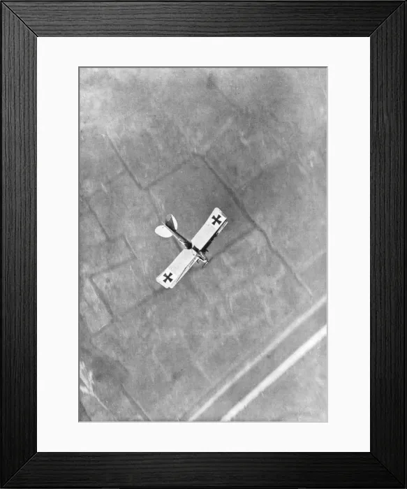 Framed Print : A German Aviatik aircraft photographed in flight by a Belgian aviator, Ypres, Belgium, 1916 Framed Print : A German Aviatik aircraft photographed in flight by a Belgian aviator, Ypres, Belgium, 1916