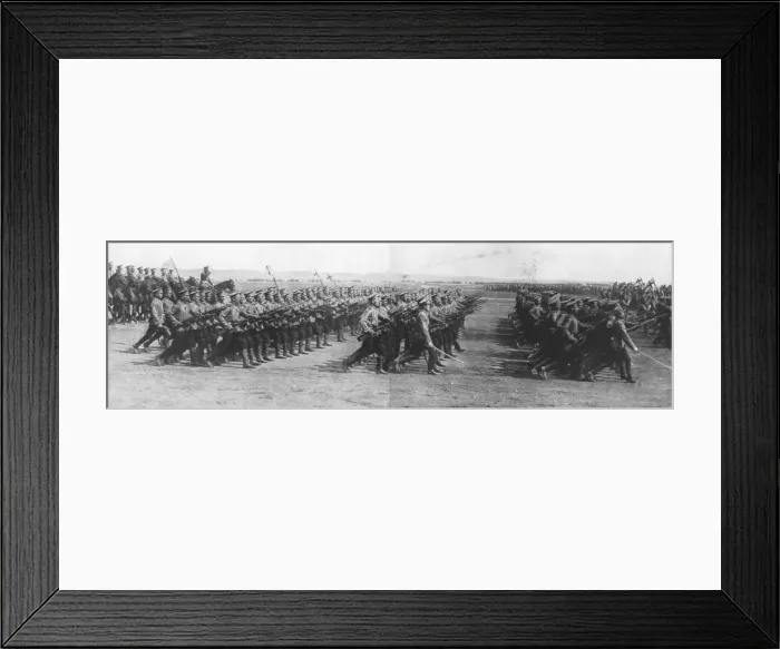 Framed Print : Russian troops parading during French President Raymond Poincares visit to Russia, 22 July, 1914 Framed Print : Russian troops parading during French President Raymond Poincares visit to Russia, 22 July, 1914