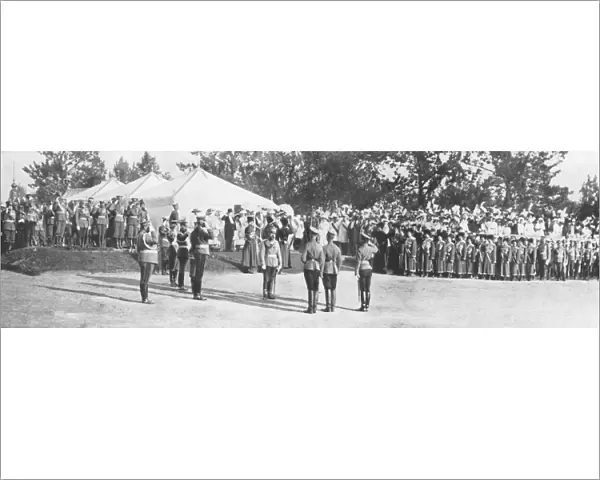 Russian troops saluting Tsar Nicholas II, Krasnoye Selo, 22 July, 1914
