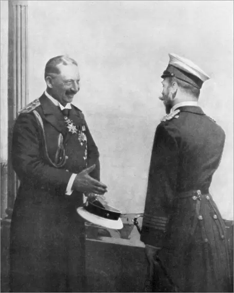 Emperor Welhelm II of Germany greeting Tsar Nicholas II of Russia before the First World War
