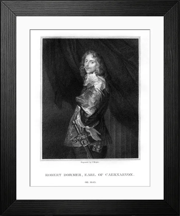 Framed Print : Robert Dormer, 1st Earl of Carnarvon, Royalist soldier, (1828). Artist: T Wright Framed Print : Robert Dormer, 1st Earl of Carnarvon, Royalist soldier, (1828). Artist: T Wright