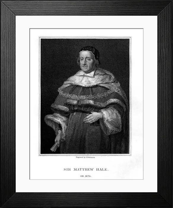 Framed Print : Sir Matthew Hale, Lord Chief Justice of England, (1829). Artist: H Robinson Framed Print : Sir Matthew Hale, Lord Chief Justice of England, (1829). Artist: H Robinson