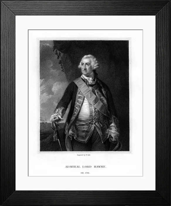 Framed Print : Edward Hawke, 1st Baron Hawke, British admiral, (1833). Artist: W Holl Framed Print : Edward Hawke, 1st Baron Hawke, British admiral, (1833). Artist: W Holl