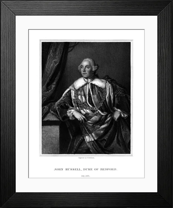 Framed Print : John Russell, 4th Duke of Bedford, British statesman, (1832). Artist: H Robinson Framed Print : John Russell, 4th Duke of Bedford, British statesman, (1832). Artist: H Robinson
