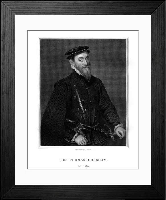Framed Print : Sir Thomas Gresham, English merchant and financier, (1823). Artist: R Cooper Framed Print : Sir Thomas Gresham, English merchant and financier, (1823). Artist: R Cooper