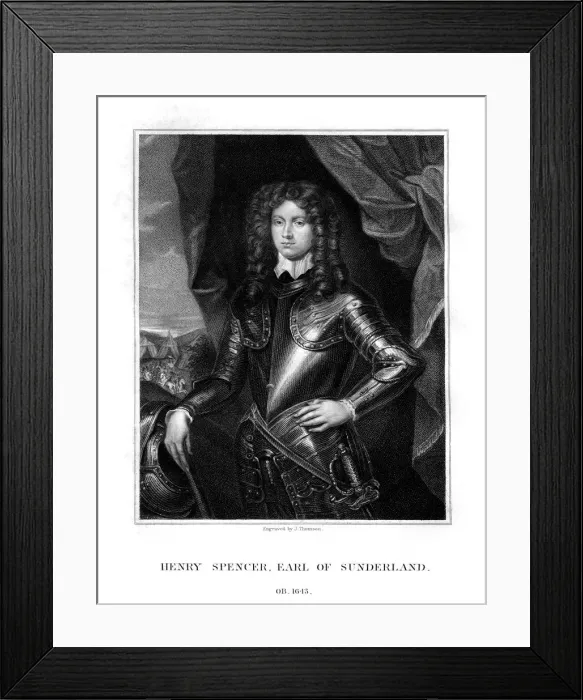 Framed Print : Henry Spencer, 1st Earl of Sunderland, English soldier, (1823). Artist: J Thomson Framed Print : Henry Spencer, 1st Earl of Sunderland, English soldier, (1823). Artist: J Thomson