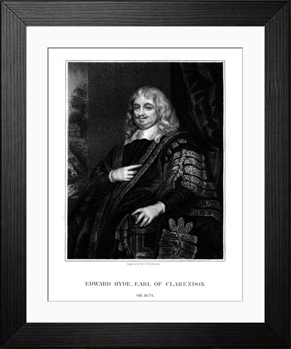Framed Print : Edward Hyde, 1st Earl of Clarendon, English historian and statesman, (1824). Artist: J Thomson Framed Print : Edward Hyde, 1st Earl of Clarendon, English historian and statesman, (1824). Artist: J Thomson