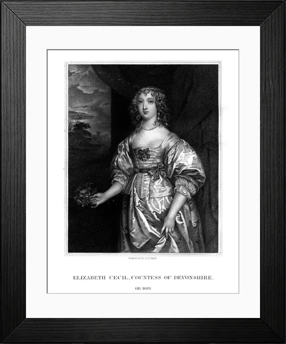 Framed Print : Elizabeth Cecil, Countess of Devonshire, (1824). Artist: John Samuel Agar Framed Print : Elizabeth Cecil, Countess of Devonshire, (1824). Artist: John Samuel Agar