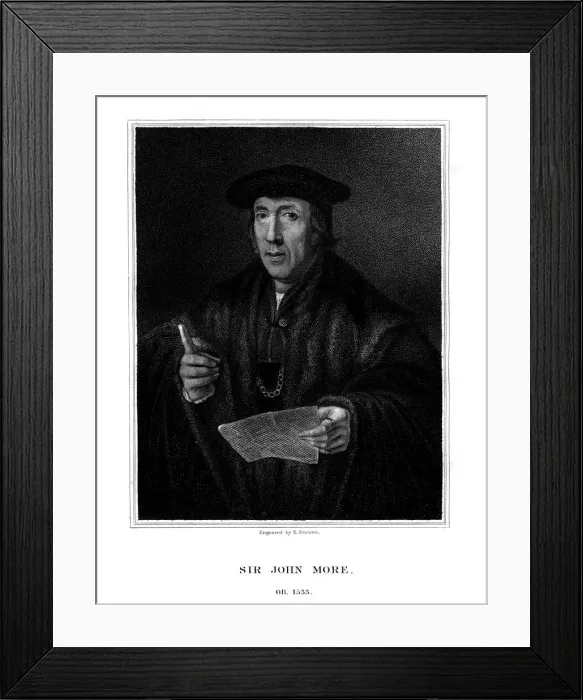 Framed Print : Sir John More, English lawyer, (1826). Artist: E Scriven Framed Print : Sir John More, English lawyer, (1826). Artist: E Scriven