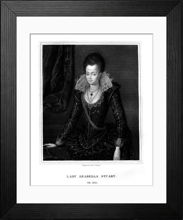 Framed Print : Lady Arabella Stuart, Duchess of Somerset, (1826). Artist: TA Dean Framed Print : Lady Arabella Stuart, Duchess of Somerset, (1826). Artist: TA Dean