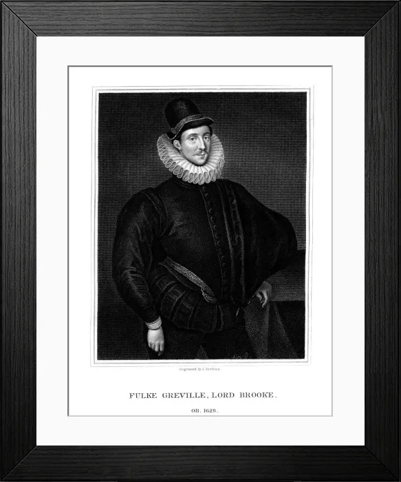 Framed Print : Sir Fulke Greville, 1st Baron Brooke, poet, dramatist, and statesman, (1825). Artist: J Jenkins Framed Print : Sir Fulke Greville, 1st Baron Brooke, poet, dramatist, and statesman, (1825). Artist: J Jenkins