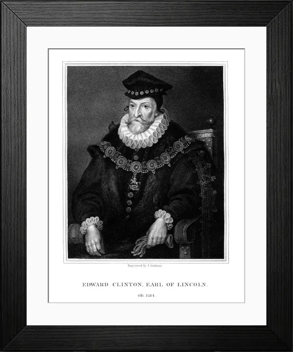 Framed Print : Edward Clinton, 1st Earl of Lincoln, English admiral, (1824). Artist: J Jenkins Framed Print : Edward Clinton, 1st Earl of Lincoln, English admiral, (1824). Artist: J Jenkins