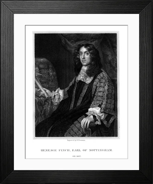Framed Print : Heneage Finch, 1st Earl of Nottingham, Lord Chancellor of England, (1824). Artist: W Freeman Framed Print : Heneage Finch, 1st Earl of Nottingham, Lord Chancellor of England, (1824). Artist: W Freeman