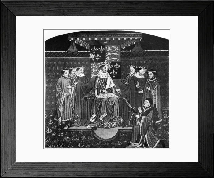 Framed Print : Henry VI presenting a sword to John Talbot, Earl of Salisbury, c1445, (1910) Framed Print : Henry VI presenting a sword to John Talbot, Earl of Salisbury, c1445, (1910)