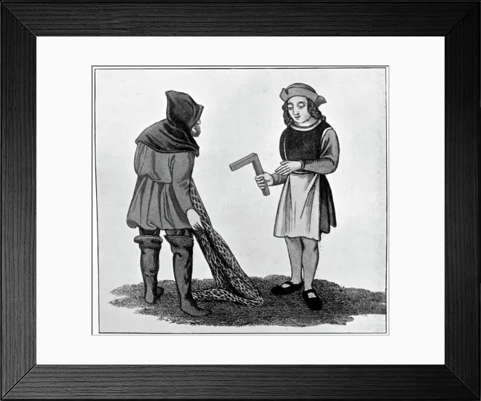 Framed Print : Carpenter and fisherman, 15th century, (1910)
