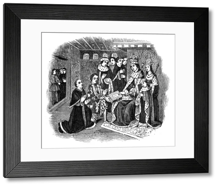 Framed Print : Lord Rivers and Caxton before Edward IV, 15th century, (1910) Framed Print : Lord Rivers and Caxton before Edward IV, 15th century, (1910)