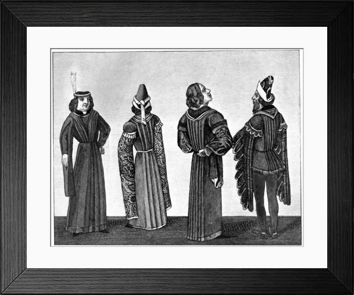 Framed Print : Development of the sleeve, 15th century, (1910) Framed Print : Development of the sleeve, 15th century, (1910)
