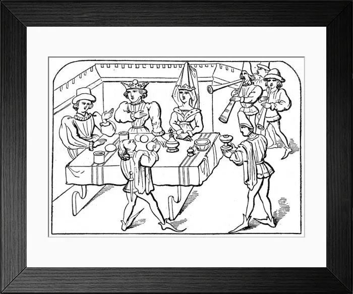 Framed Print : Royal banquet, 15th century, (1910) Framed Print : Royal banquet, 15th century, (1910)