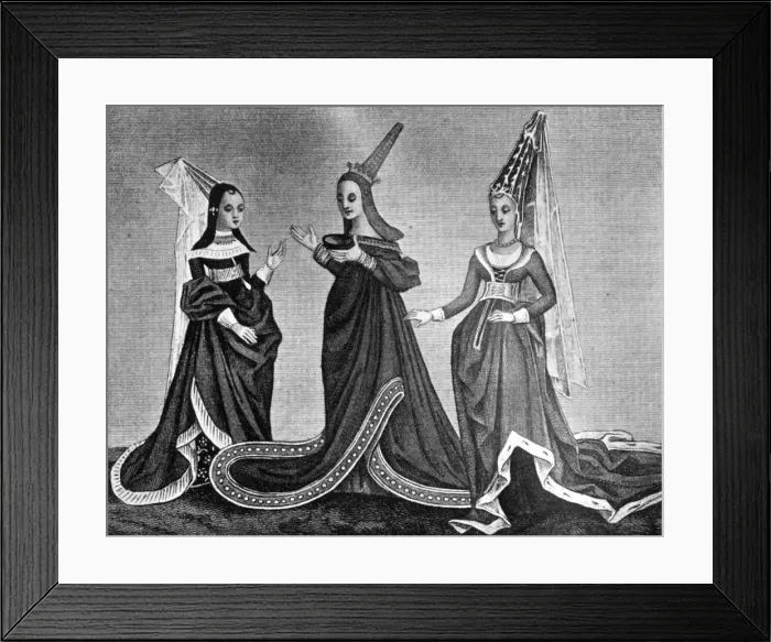 Framed Print : Female headdresses, 15th century, (1910) Framed Print : Female headdresses, 15th century, (1910)