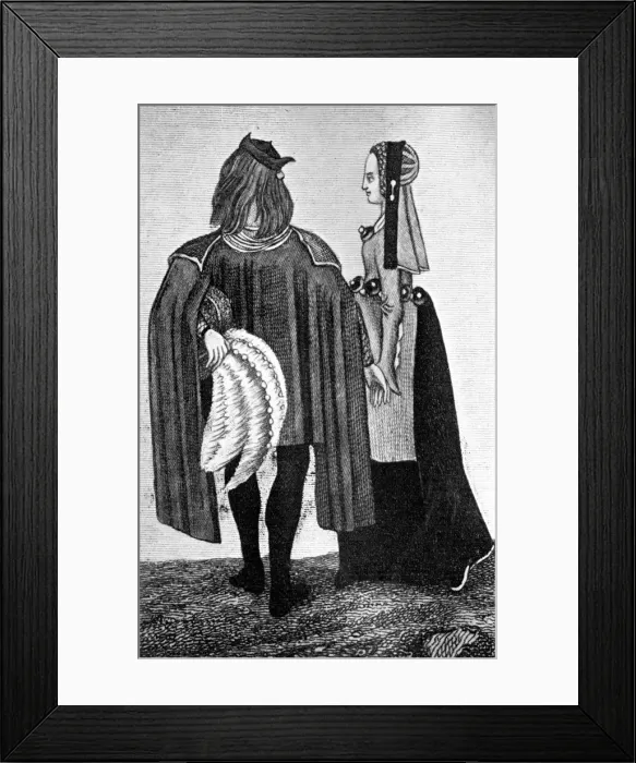 Framed Print : Male and female costume, late 15th-early 16th century, (1910) Framed Print : Male and female costume, late 15th-early 16th century, (1910)