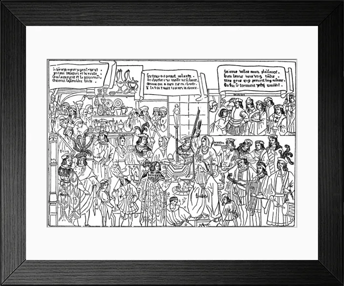 Framed Print : A banquet, late 15th century, (1910) Framed Print : A banquet, late 15th century, (1910)
