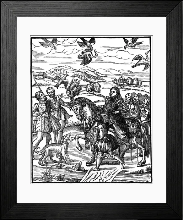 Framed Print : Queen Elizabeth I hawking, 1575, (1910) Framed Print : Queen Elizabeth I hawking, 1575, (1910)